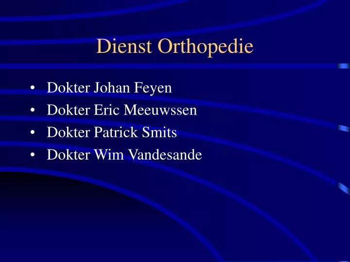 dienst orthopedie