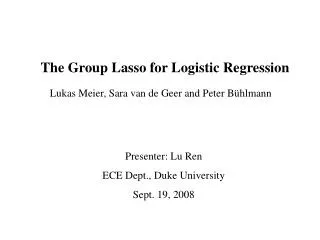 The Group Lasso for Logistic Regression
