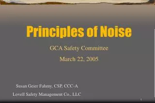 Principles of Noise