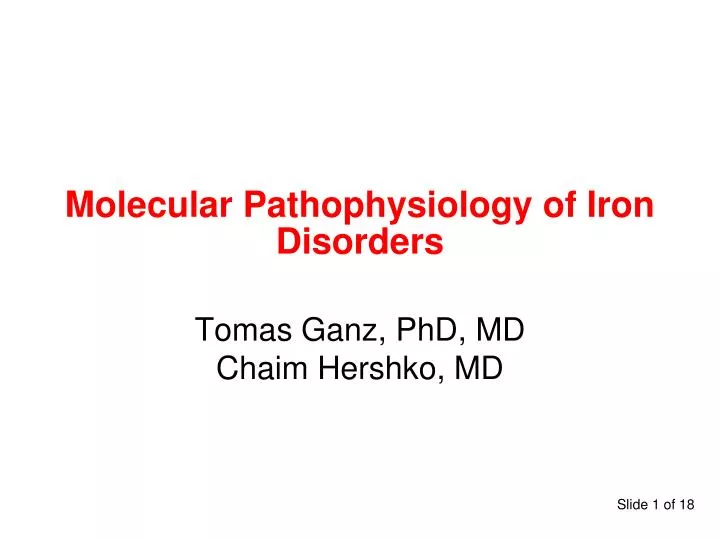 molecular pathophysiology of iron disorders