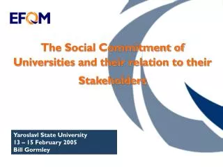 The Social Commitment of Universities and their relation to their Stakeholders