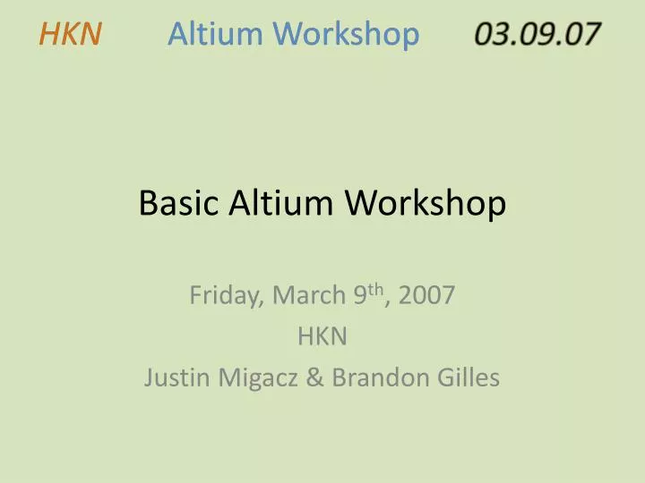 basic altium workshop