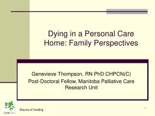 Dying in a Personal Care Home: Family Perspectives