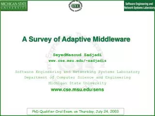 A Survey of Adaptive Middleware