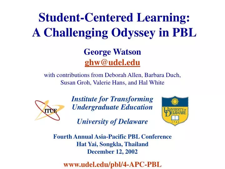 student centered learning a challenging odyssey in pbl