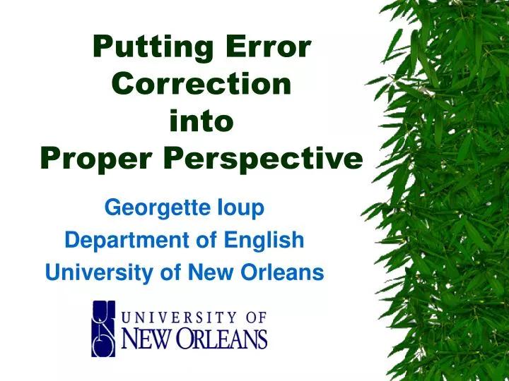 putting error correction into proper perspective