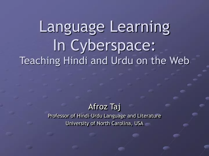 language learning in cyberspace teaching hindi and urdu on the web