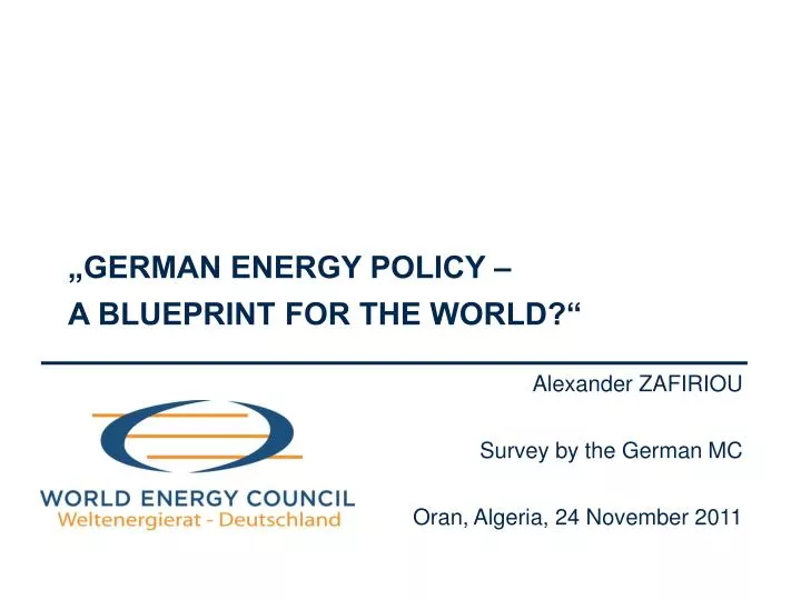 german energy policy a blueprint for the world