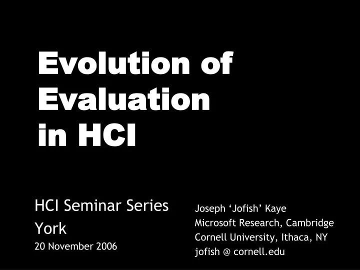 evolution of evaluation in hci