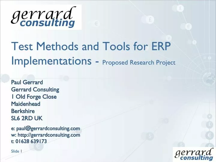 test methods and tools for erp implementations proposed research project