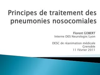 Principes de traitement des pneumonies nosocomiales