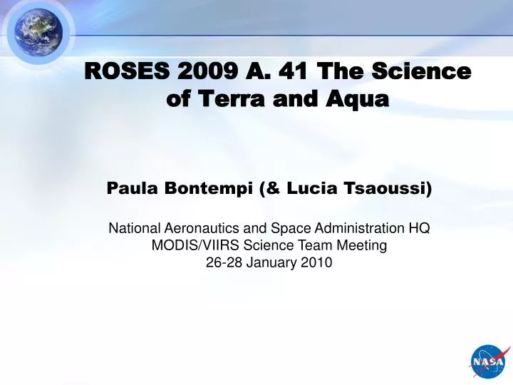 roses 2009 a 41 the science of terra and aqua