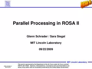 Parallel Processing in ROSA II