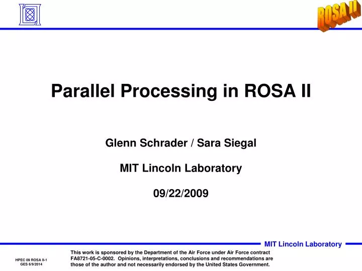 parallel processing in rosa ii