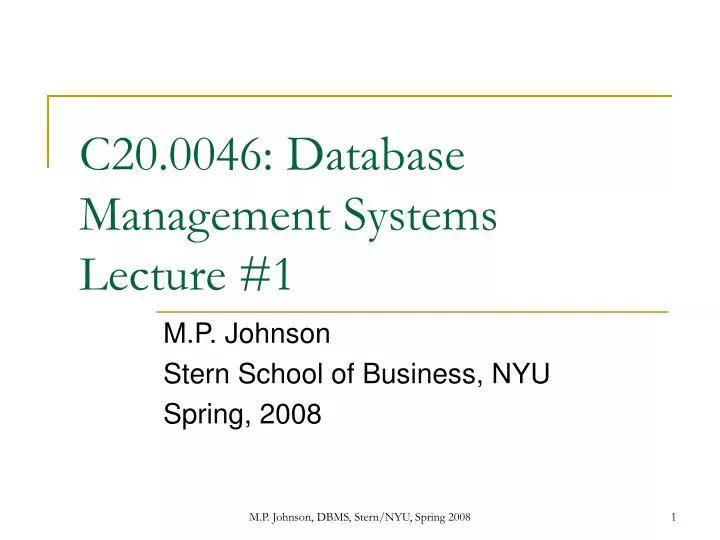 c20 0046 database management systems lecture 1