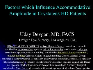 Factors which Influence Accommodative Amplitude in Crystalens HD Patients