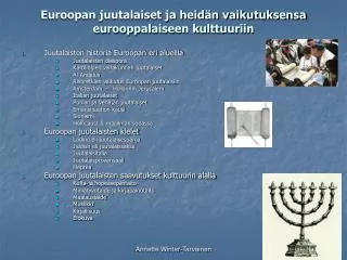 Euroopan juutalaiset ja heidän vaikutuksensa eurooppalaiseen kulttuuriin