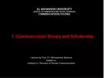 1. Communication Theory and Scholarship