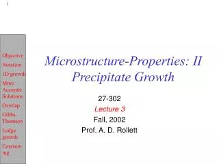 Microstructure-Properties: II Precipitate Growth