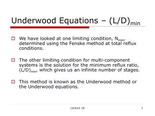 Underwood Equations – (L/D) min