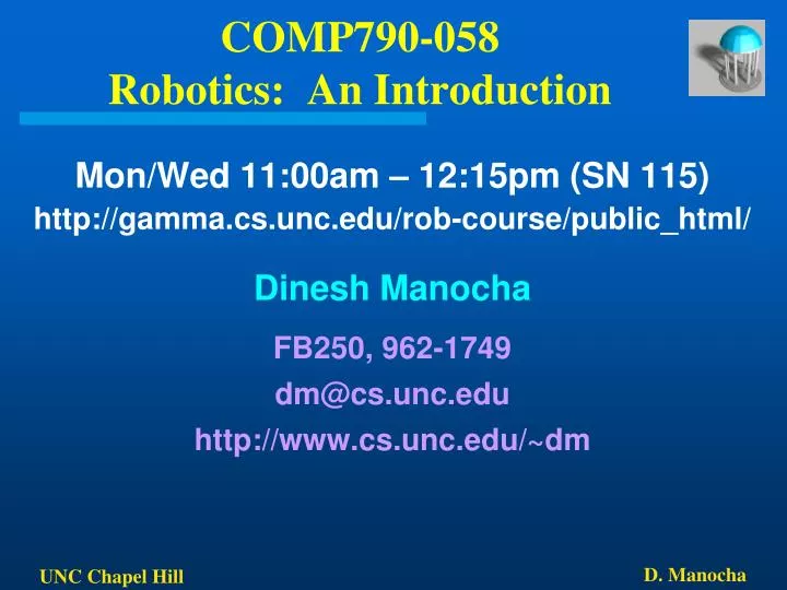 comp790 058 robotics an introduction
