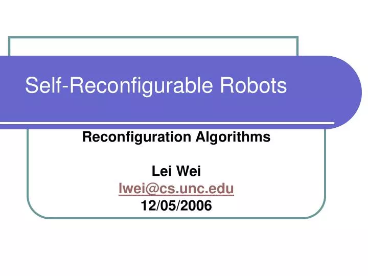 self reconfigurable robots