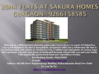 2BHK Flats At Sakura Homes Gurgaon@9266158585