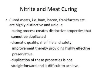 Nitrite and Meat Curing