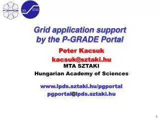 Grid application support by the P-GRADE Portal