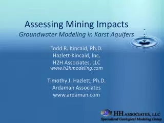 Assessing Mining Impacts Groundwater Modeling in Karst Aquifers