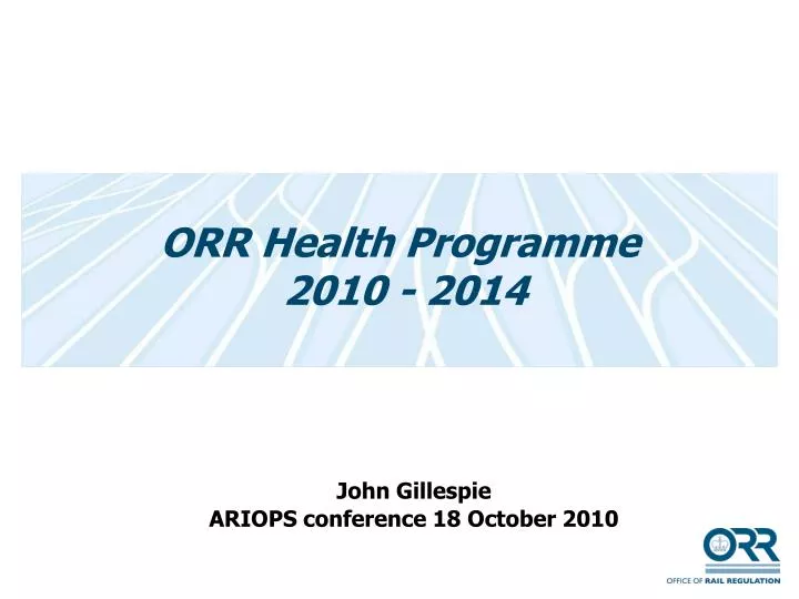 orr health programme 2010 2014