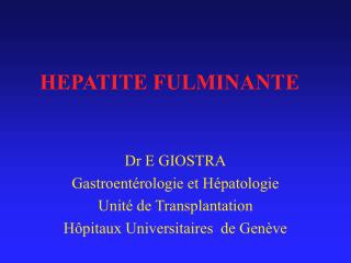 HEPATITE FULMINANTE