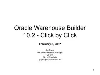Oracle Warehouse Builder 10.2 - Click by Click