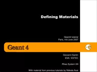 Defining Materials
