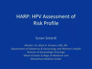 HARP: HPV Assessment of Risk Profile