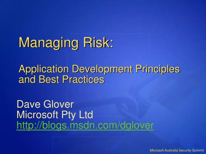 managing risk application development principles and best practices