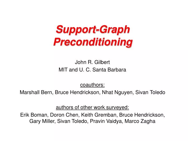 support graph preconditioning