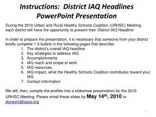 Instructions: District IAQ Headlines PowerPoint Presentation