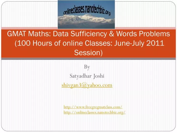 gmat maths data sufficiency words problems 100 hours of online classes june july 2011 session