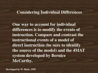 Considering Individual Differences
