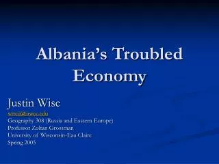 Albania’s Troubled Economy