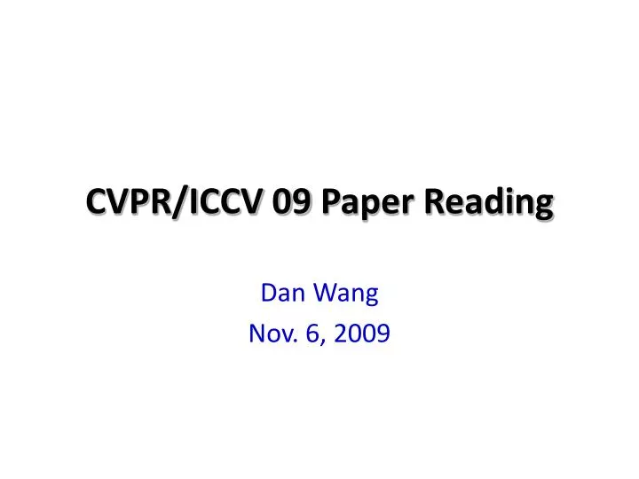 cvpr iccv 09 paper reading