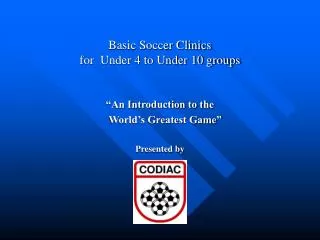 Basic Soccer Clinics for Under 4 to Under 10 groups