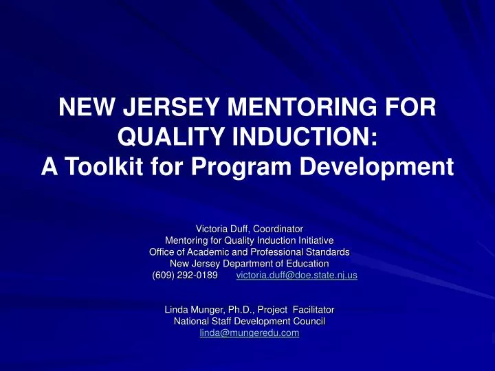 new jersey mentoring for quality induction a toolkit for program development