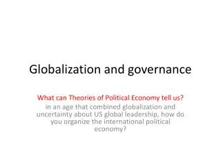 Globalization and governance