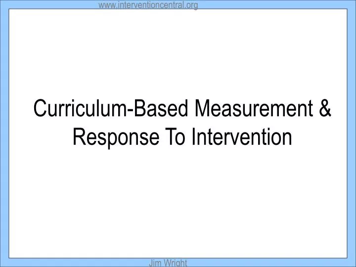 curriculum based measurement response to intervention