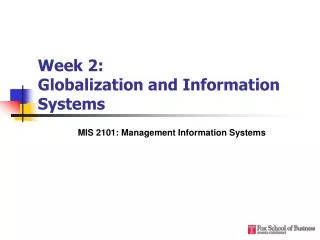 Week 2: Globalization and Information Systems