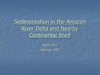 Sedimentation in the Amazon River Delta and Nearby Continental Shelf