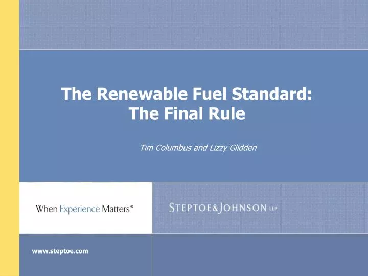 the renewable fuel standard the final rule