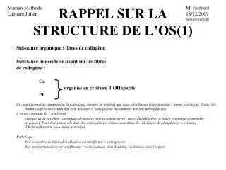 rappel sur la structure de l os 1